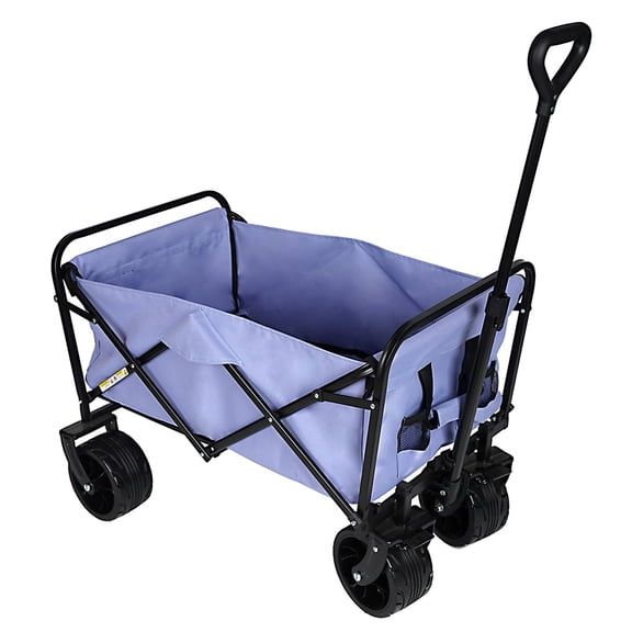 100L Collapsible Folding Beach Wagon Cart With 220Lbs Large Capacity, Wagons Carts Heavy Duty Foldable With Big Wheels For Sand, Garden, Camping,Purple
