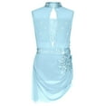 thumbnail image 3 of iiniim Girls Ballet Skirted Leotard Mesh Figure Ice Skating Dress Asymmetrical Lyrical Dancewear Light Blue 6, 3 of 7