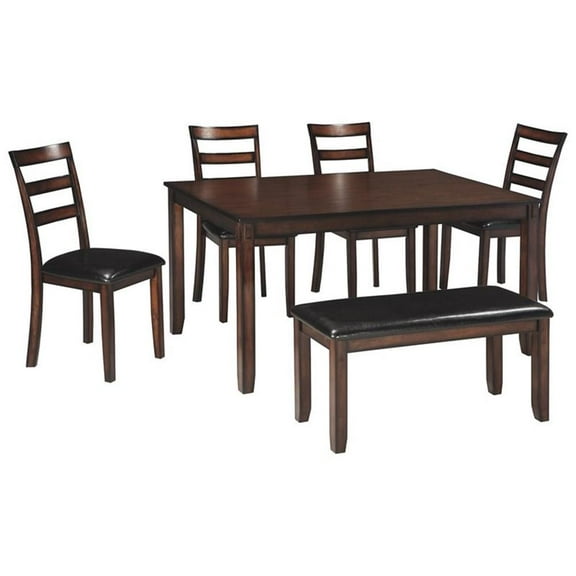 Bowery Hill 6 Piece Engineered Wood Dining Set in Brown