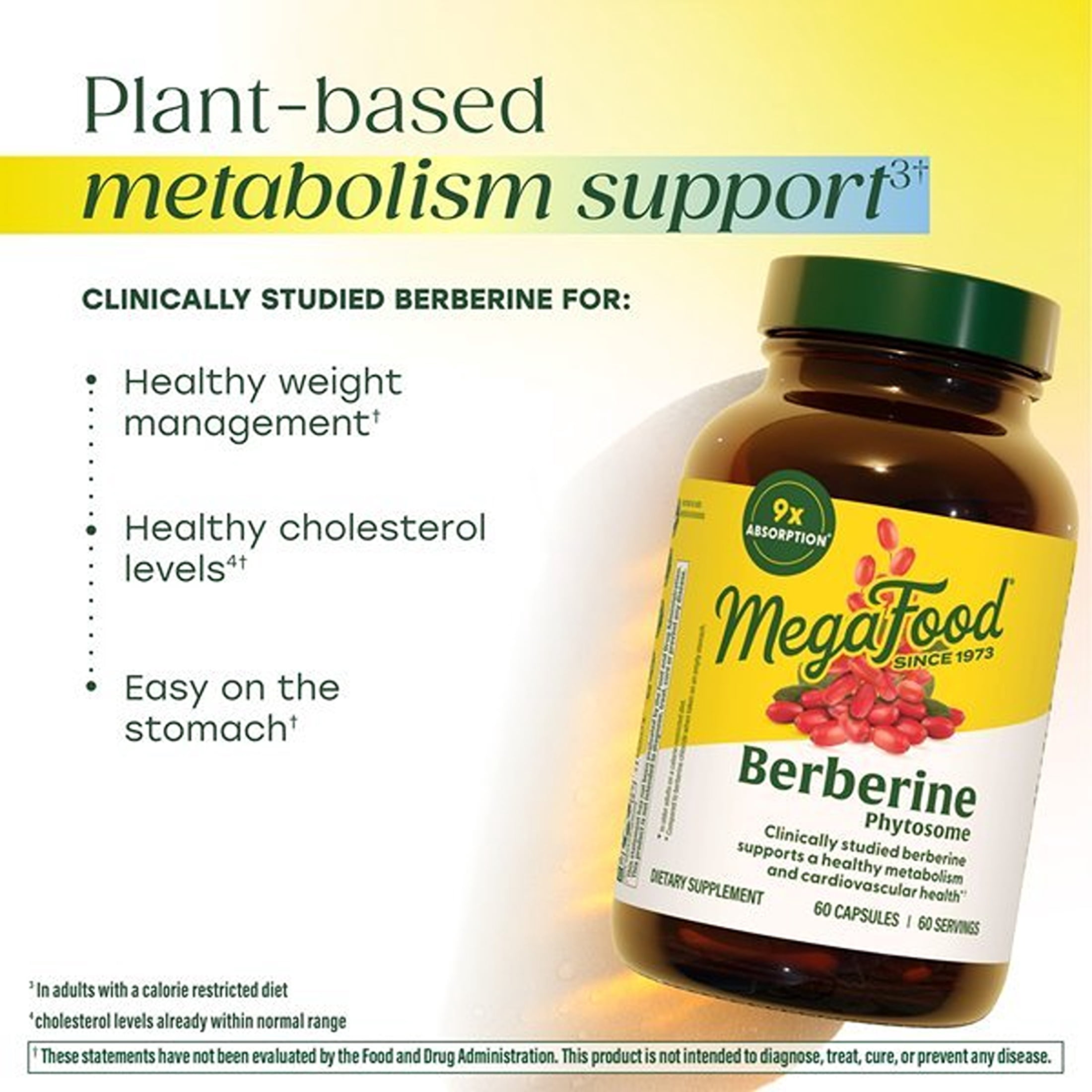 MegaFood Berberine Phytosome 550 mg - For Metabolism & Cholesterol - Vegan - 30-Day Supply