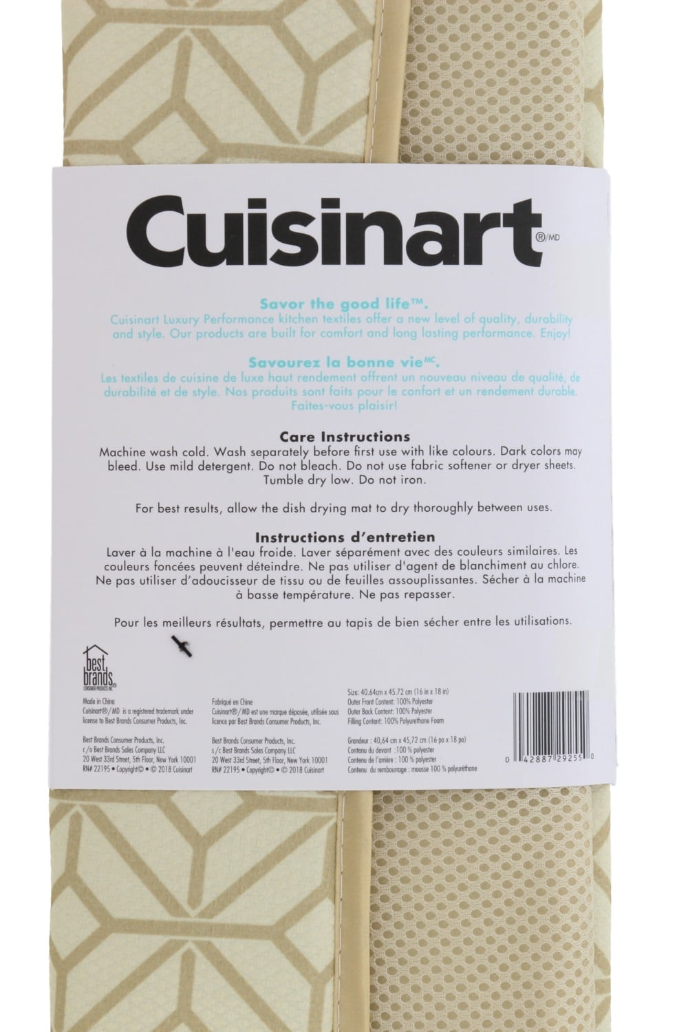 Cuisinart Ultra Absorbent Kitchen Dish Drying Mat 100 Microfiber