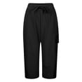thumbnail image 4 of RUTAYY Women's Capri Pants Casual Summer with Drawstring Elastic Waistband and Side Pockets Comfortable Lightweight Solid Color Classic Stylish Trousers, 4 of 8