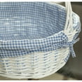 thumbnail image 6 of White Round Willow Gift Basket, with Gingham Liner and Handle, 6 of 11