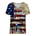 thumbnail image 4 of Xihbxyly Womens Plus Size Tops Summer Short Sleeve T-Shirt Casual Loose V Neck Tee Shirts July 4 Shirts for Women Independence Day Tops, 4 of 5