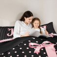 thumbnail image 5 of Manfei Initial Alphabet J Pattern 7-Piece Twin Bedding,Coquette Bowknot Bedding Comforter Set,Black Reversible, 5 of 7