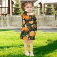 thumbnail image 5 of Girls' long-sleeved dress Vibrant Oranges and Leaves Girls' A-line dress with ribbed cuffs Soft and comfortable, 5 of 6