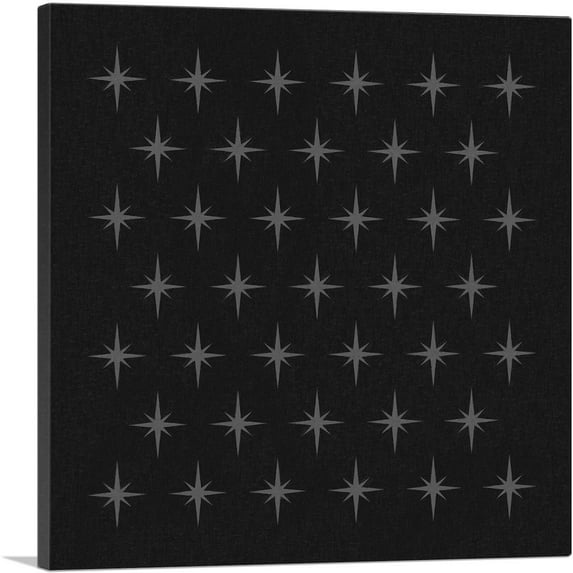 ARTCANVAS Mid-Century Modern Array of Gray Stars Canvas Art Print - Size: 18" x 18" (0.75" Deep)