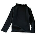 thumbnail image 2 of Girls Black Ruffled Turtleneck Long Sleeve Top - 100% Cotton Kids Kids Shirt (1-7 Years),Size 5-6T, 2 of 5