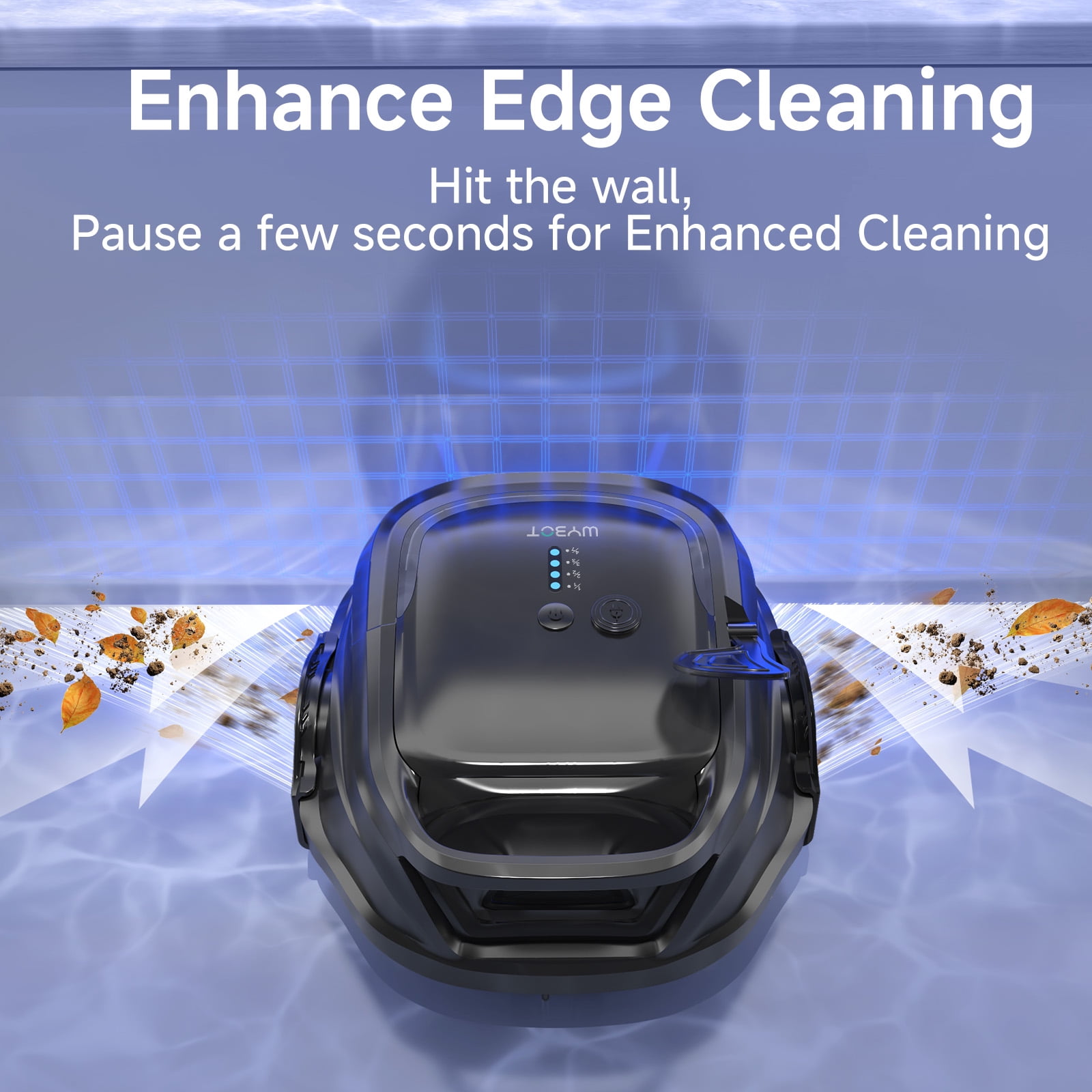 WYBOT A1 Cordless Robotic Pool Cleaner, Automatic Pool Vacuum for Above Ground Pools with 120 Mins, Double Filters, LED Indicator, Charge in 2.5H, 4 Cleaning Modes, Black & Green