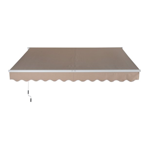 Walmeck 13' X 8' Manual Retractable Sun Shade Patio Awning Beige