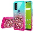 thumbnail image 2 of Cricket Dream 5G Case /Innovate 5G /AT&T Radiant Max 5G Case / Fusion 5G Case Liquid Glitter Phone Case Cover w/Tempered Glass Screen Protector - Purple/Blue, 2 of 5