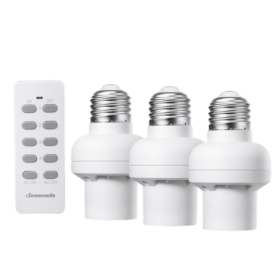 DEWENWILS Remote Control Lamp Light Bulb Socket for Halloween and Christmas E26/E27 Base for Pull Chain Light Fixture, No Wiring, ETL Listed(1 Remote 3 Sockets)