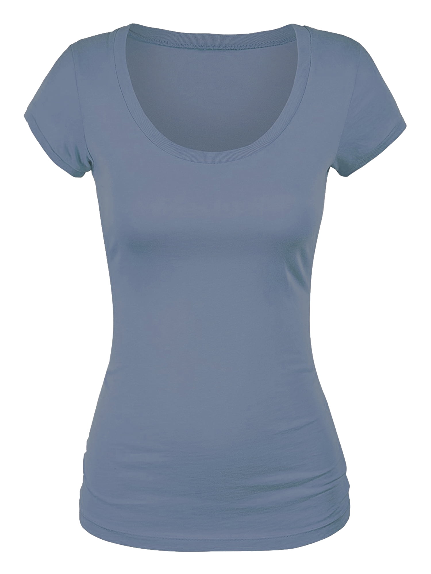 Essential Basic Scoop Neck Short Sleeve Tee for Women Tshirt -Plus ...