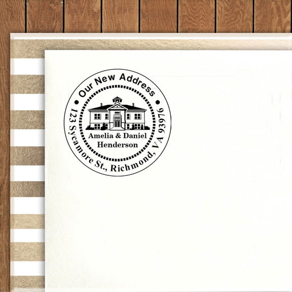 Printtoo Round Custom Our New Address Rubber Stamp Self Inking House Design Personalized Stamper