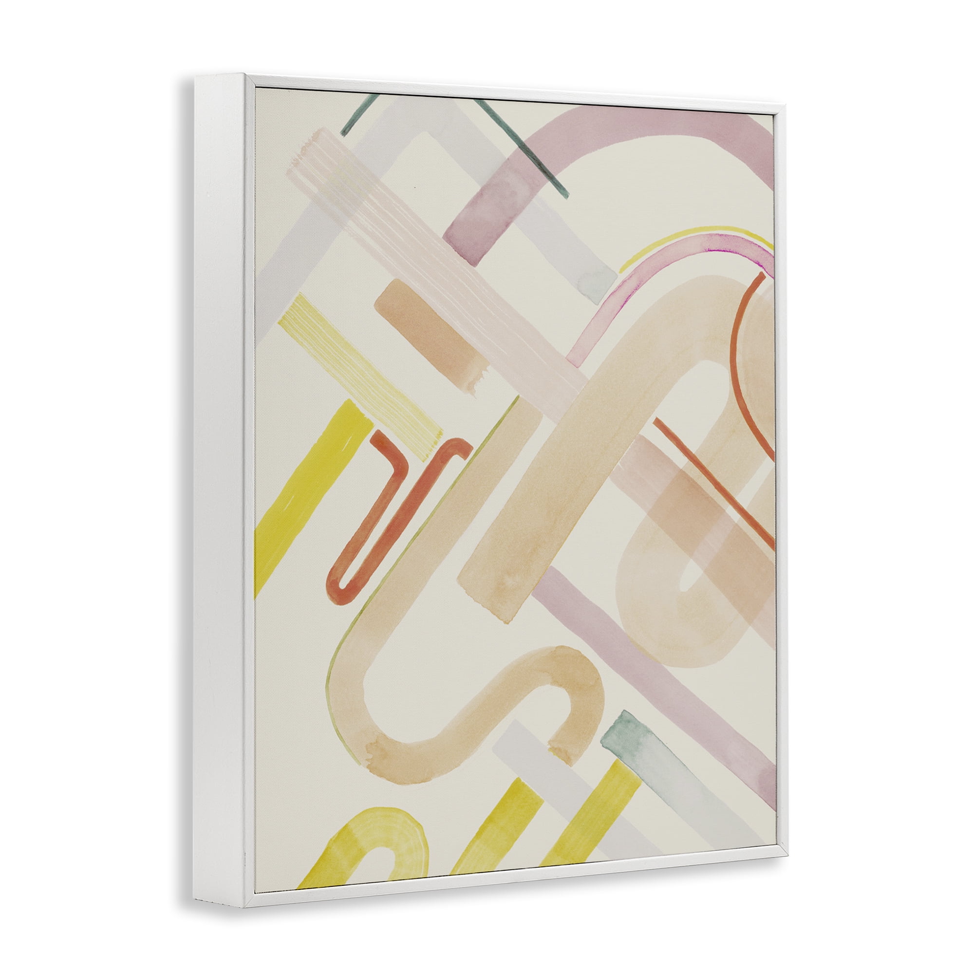 Stupell Industries Curved Forms Collage Abstract Painting White Framed Art Print Wall Art, 16 x 20