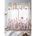 thumbnail image 3 of Sheer Curtains 96 Inches Long 2 Panels, Spring Fields Wildflowers Plants Rod Pocket Curtain Voile Draperies, Watercolor Floral Leaves Light Filtering Window Treatment for Living Room Kitchen Bedroom, 3 of 8