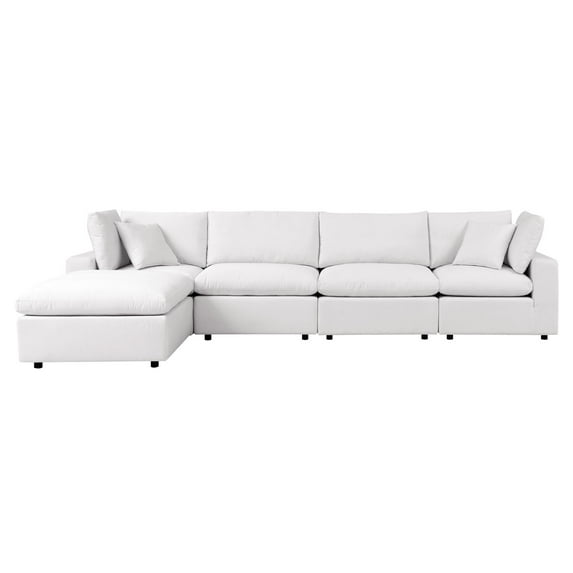 Modular Lounge Sectional Deep Sofa Set, White, Fabric, Modern Contemporary, Outdoor Patio Balcony Cafe Bistro Garden Furniture Hotel Hospitality