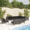 thumbnail image 1 of vidaXL 9 Piece Patio Lounge Set with Cushions Poly Rattan Dark Gray, 1 of 6