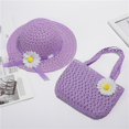 thumbnail image 2 of LNMQLPDBS Toddler Hat Baby Woven Straw Hat Summer Set with Cute Handbag Kids Sun Protection Hats Baby Gifts for Newborn Girl Boy Stylish Hat for Family Photo and Tea Party Purple 1-8 years, 2 of 2