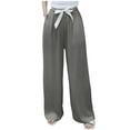 thumbnail image 2 of Juslio Womens Pants Casual with Pockets Elastic Waist Cotton High,Waist Wide Leg Pants Free Size, 2 of 3