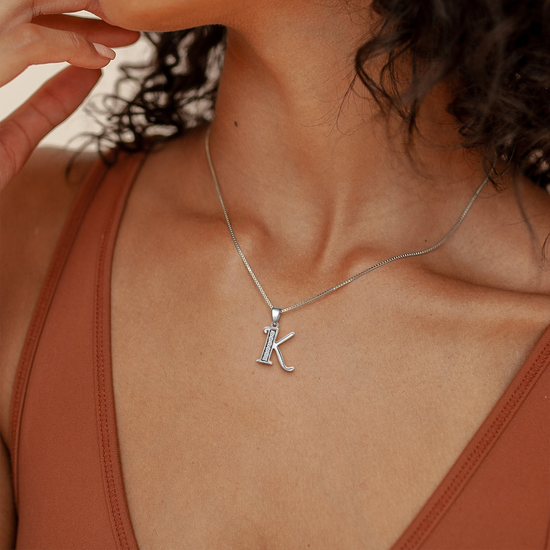 Juwaliy Initial K Sterling Silver Pendant Necklace photo 5
