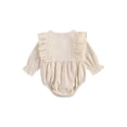 thumbnail image 3 of Felcia 0-18M Baby Girl Bodysuit Newborn Ruffles Long Sleeve Button Solid Jumpsuit Autumn Bodysuit, 3 of 6