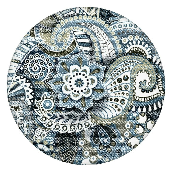 Round Elastic Tablecloth with Paisley Design, 100% Waterproof & Windproof Fitted Table Cover, Scratch-Resistant Boho Vintage Floral Print for Outdoor Dining