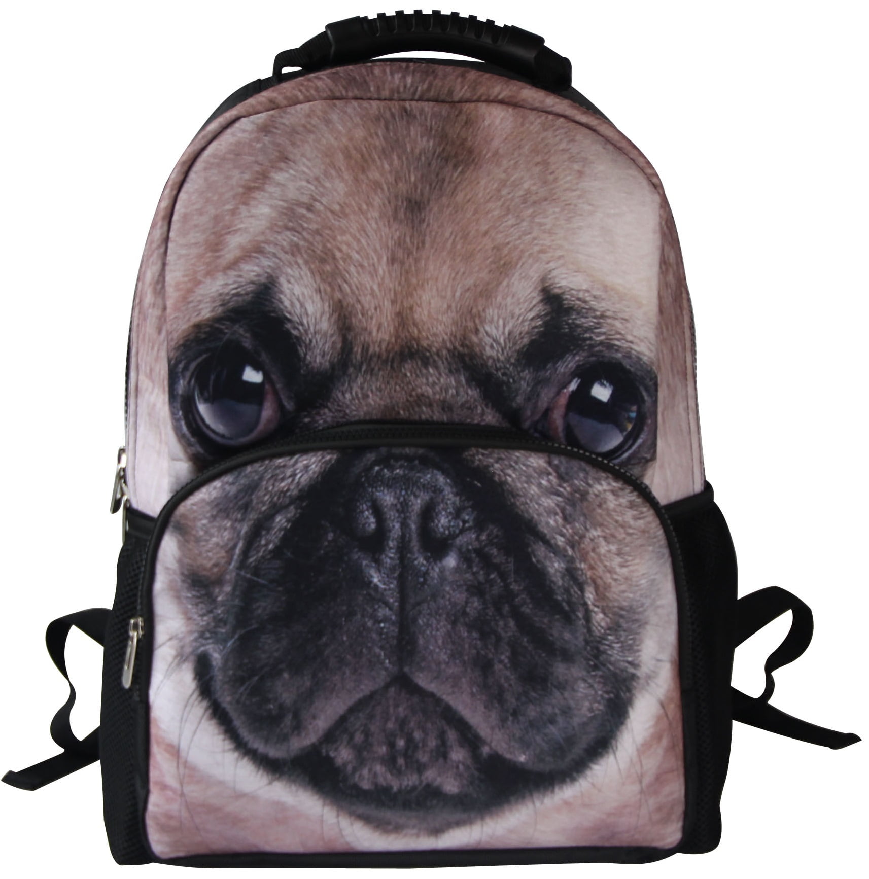 Animal Face Pug Dog Backpack 3D Deep Stereographic on Felt Fabric