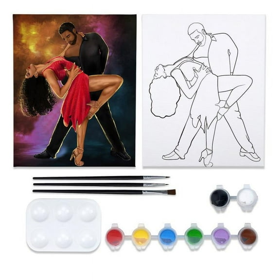 VOCHIC 8x10 Canvas Painting Kit Adult Sip and Paint Pre Drawn Canvas Painting Kit Romantic Tango Outline Drawn Canvas Kit Birthday Gift Party Favor