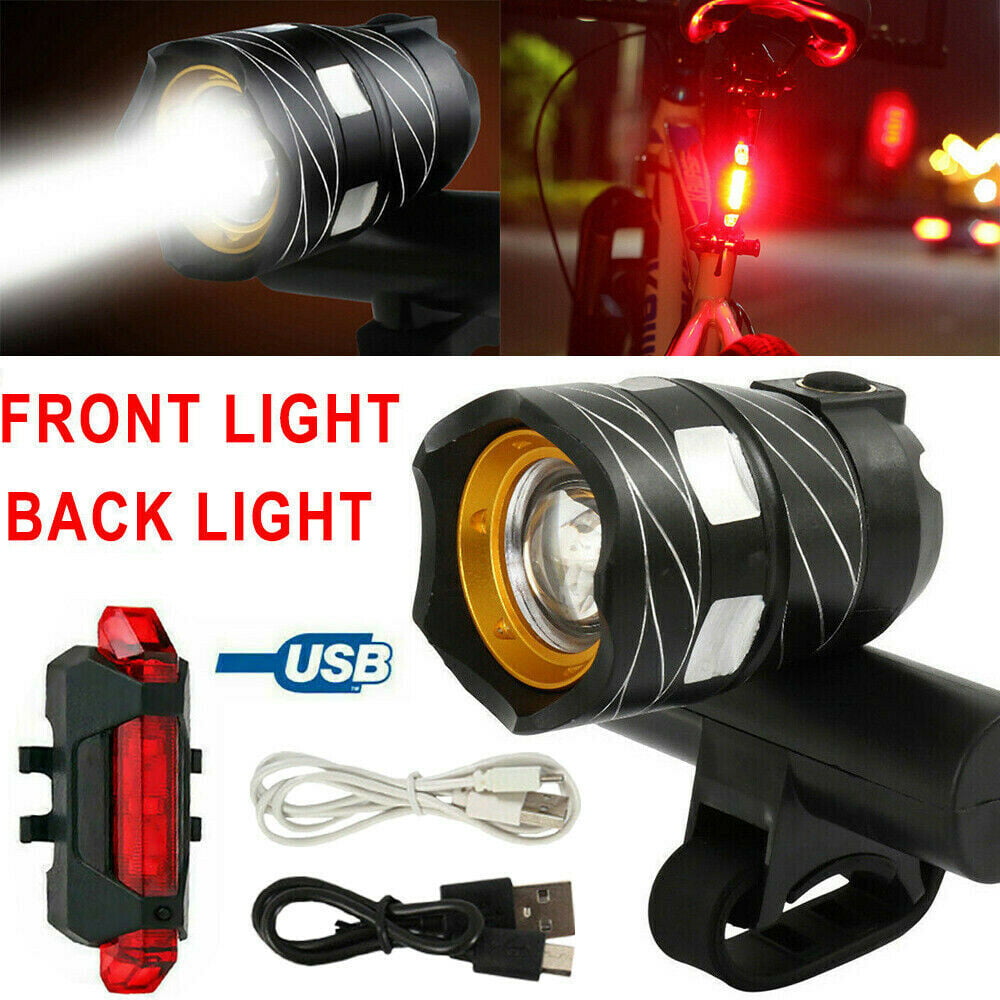 LED MTB Rear & Front Set 15000LM Bicycle Lights Bike Headlight USB Rechargeable 