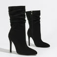 thumbnail image 5 of Slouchy Suede Mid Calf Boots for Women Sexy Pointed Toe Stiletto Heels Casual Dressy Booties, 5 of 7