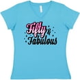 thumbnail image 3 of Inktastic Fifty & Fabulous Women's V-Neck T-Shirt, 3 of 5