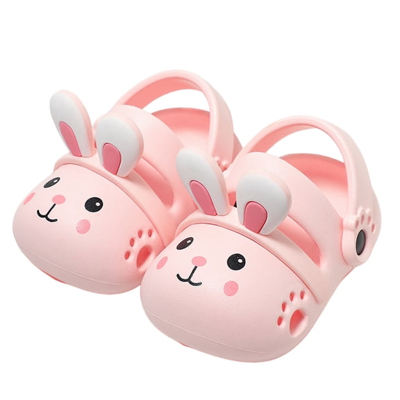 Zszcpp Summer Slippers For Girl 2025 Cartoon Bunny Round Toe Soft Soled Print Outdoor Comfortable Lightweight Kids Shoes