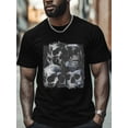 thumbnail image 4 of Skull Vintage Men's T Shirts T-Shirt for Men Crew Neck Tees Cotton Tops, Black, S, 4 of 7