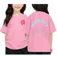 thumbnail image 1 of PMVFHDE Hauts d'Été Fille T-Shirt Robes pour Fille 2025 Hauts Tendance pour Fille Hauts de Natation 2025 Hauts Tube pour Filles T-Shirt Imprimé Col Rond Manches Courtes pour Garçons et Filles Rose, 3-4 Ans, 1 of 3