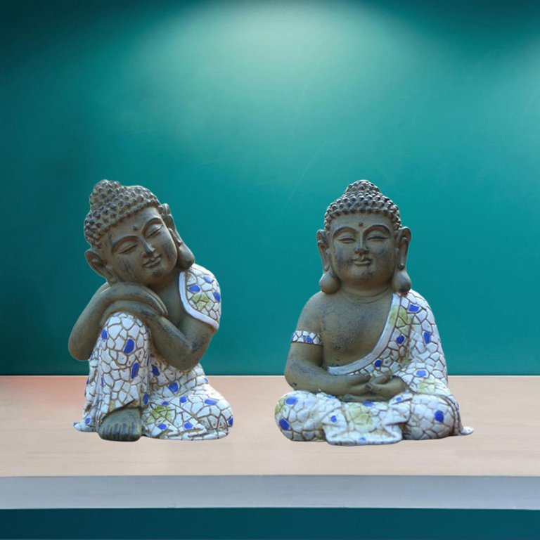 2x Asian Style Garden Statue Buddha Statues Outdoor Indoor Decor