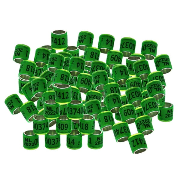 100 piezas 2023 anillos de aluminio para pies, bandas de 8 mm, clips para pollitos y patos, hermosos y Pasto verde