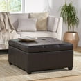 thumbnail image 6 of Storage Ottoman, Upholstered Fabric Ottoman with Storage, Storage Bench with Safety Hinge, for Entryway Living Room  Bedroom, Espresso, 6 of 9