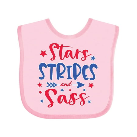 

Inktastic 4th of July Stars Stripes and Sass Blue and Red Stars Gift Baby Girl Bib