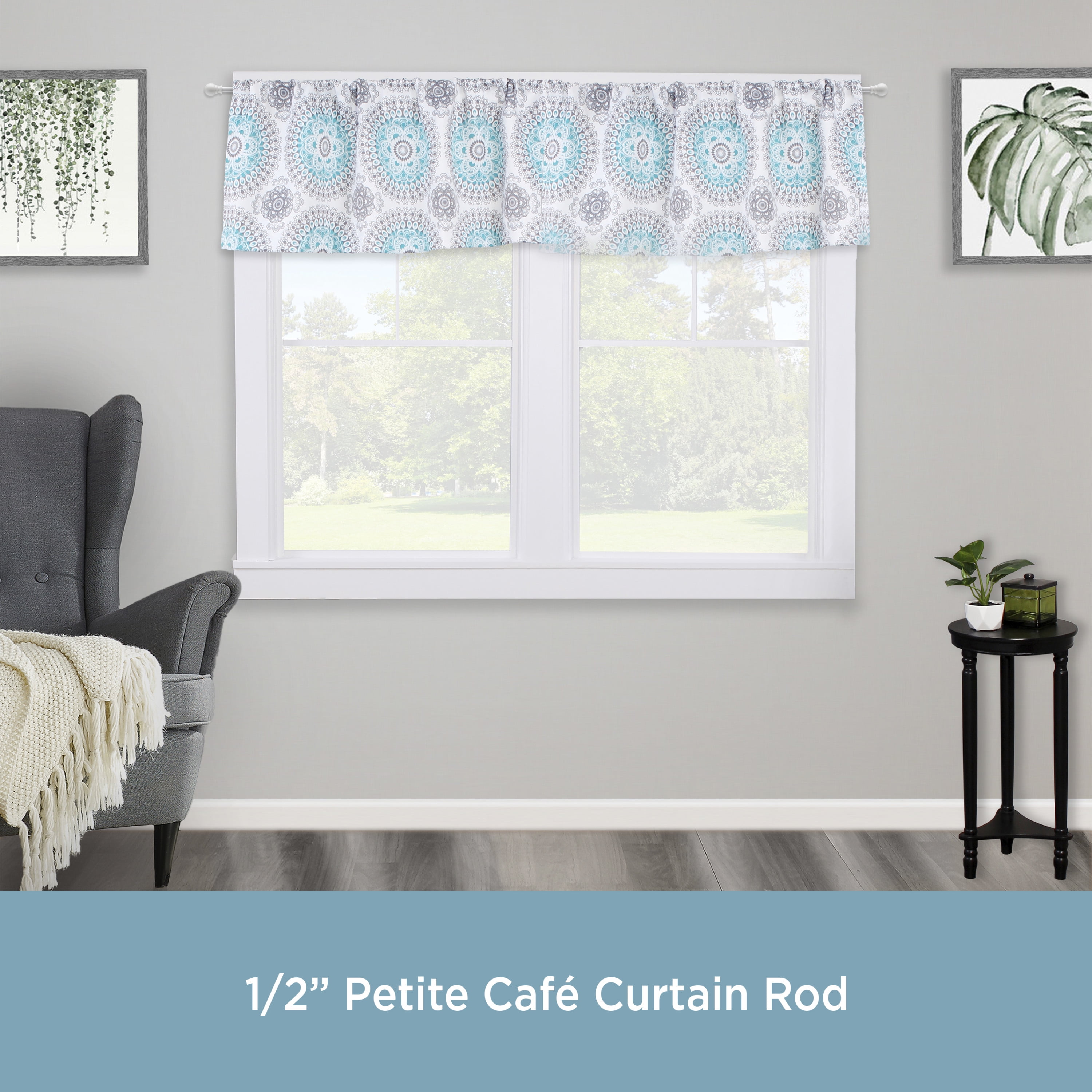 Kenney Davenport 48-86" Petite Café Adjustable Curtain Rod, 1/2" Dia., White