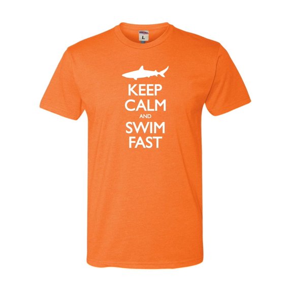 Adult Keep Calm And Swim Fast Funny Shark Lovers Deluxe T-Shirt