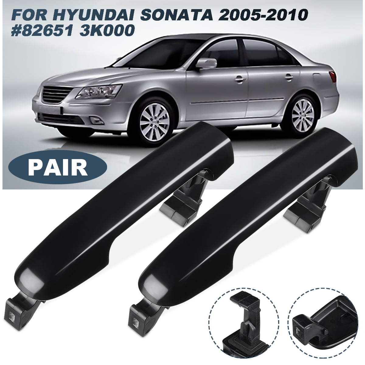 Fit 05-10 Hyundai Sonata Front/Rear Left+Right Exterior Outer Door Handle 2PCS