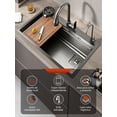 thumbnail image 2 of Fregadero de Cocina de Acero Inoxidable 304 Negro Tarja con Grifo Extraíble y Accesorios Kit Completo 68x45x22cm, 2 of 10