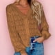thumbnail image 1 of Suéter de ganchillo calado con cuello en V cárdigan básico para mujer traje diario de estilo informal, 1 of 6