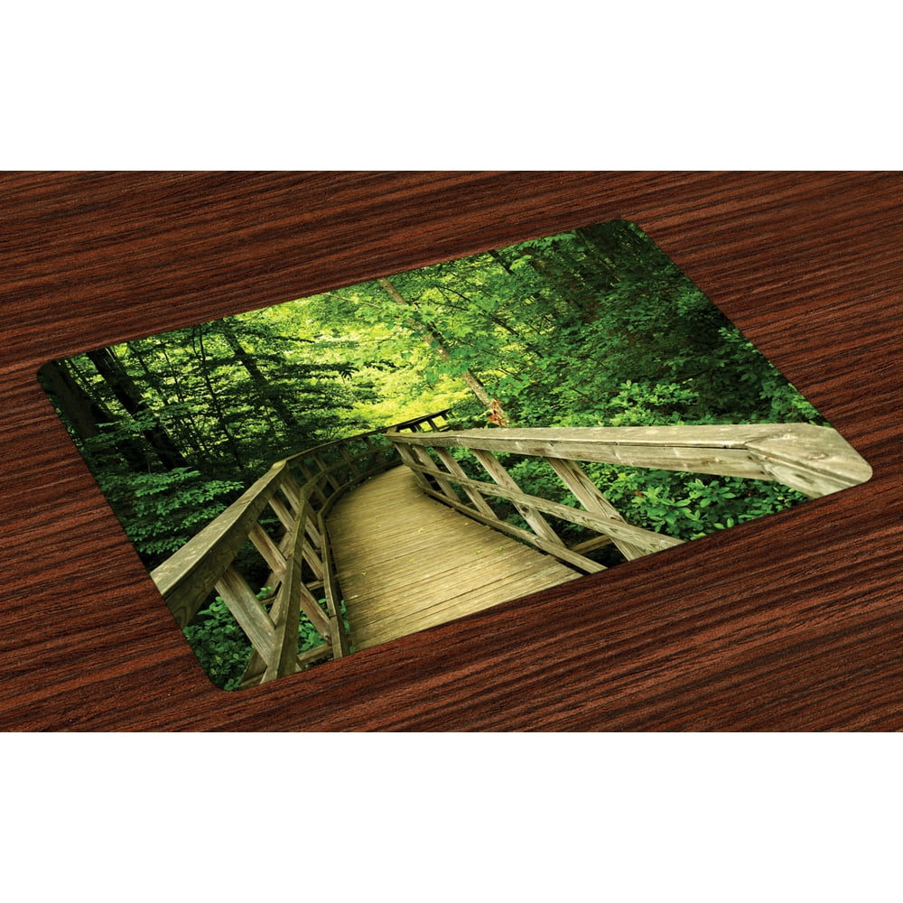 Nature Placemats Set of 4 Park Summertime Scenic View Environment ...