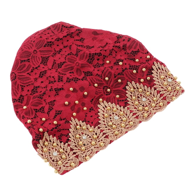 Muslim Turban Hat, Stylish Exquisite Soft Elastic Turban Head Wrap Multicolor Floral Design Fine Workmanship Comfortable Breathable For Daily Wear For Worship Wine