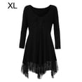 thumbnail image 1 of Vestido corto de empalme de encaje de talla grande para mujer Blusa de manga larga sexy Top informal de trabajo Methold AP1427-08B, 1 of 7