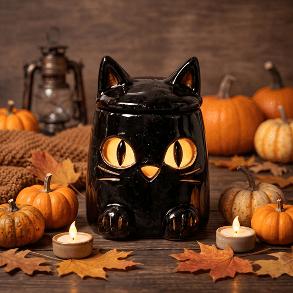 Zydvens Halloween Handmade Candle Holder - Handmade Resin Lantern Cute Tealight Decor Autumn Farmhouse Table Fireplace Mantel Room Decor for Birthday & Holiday Gift(1PCS A)