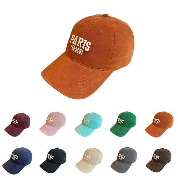 Hats for Women Unisex Paris Embroidery Soft Top Baseball Cap Retro Sports Casual Sky Blue One Size
