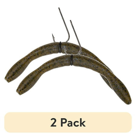 (2 pack) Perfection Lures Dudley s Pre-Rigged Green Pumpkin Violet Wacky Worm Soft Plastic Worm Kit